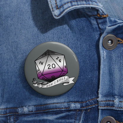 D20 ACE Pride Flag How I Roll Button Pin, LGBTQ+ Pin, ACE Accessories, Statement Pin, Pride Parade Gear
