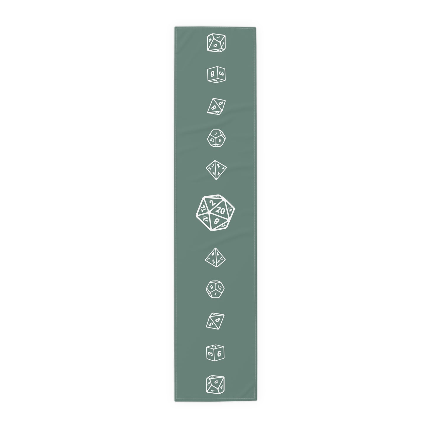 Sage Green D20 Table Runner, Game Night, TTRPG Decorations, Dungeons & Dragons Tabletop Games, Wedding Decor