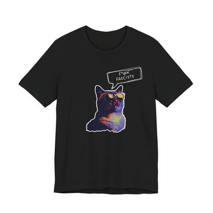 Y2K  Anti-Fascists Cat T-Shirt, Anti-Trump, Cat Lovers Gift, Activist Protest Tee, 1990's, 90's Aesthetic