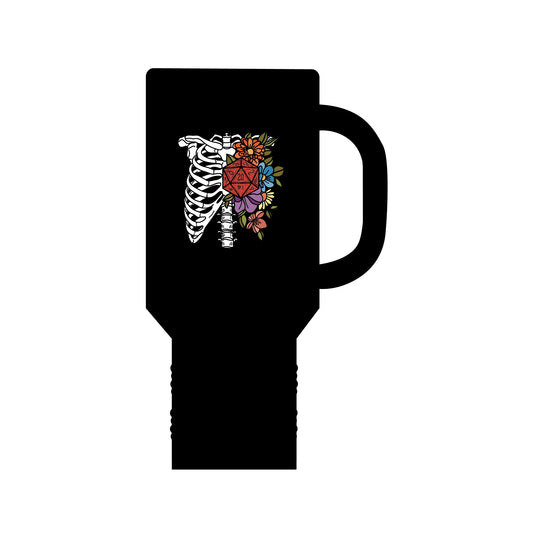 D20 Floral Skeleton Ribcage 40oz Insulated Travel Mug