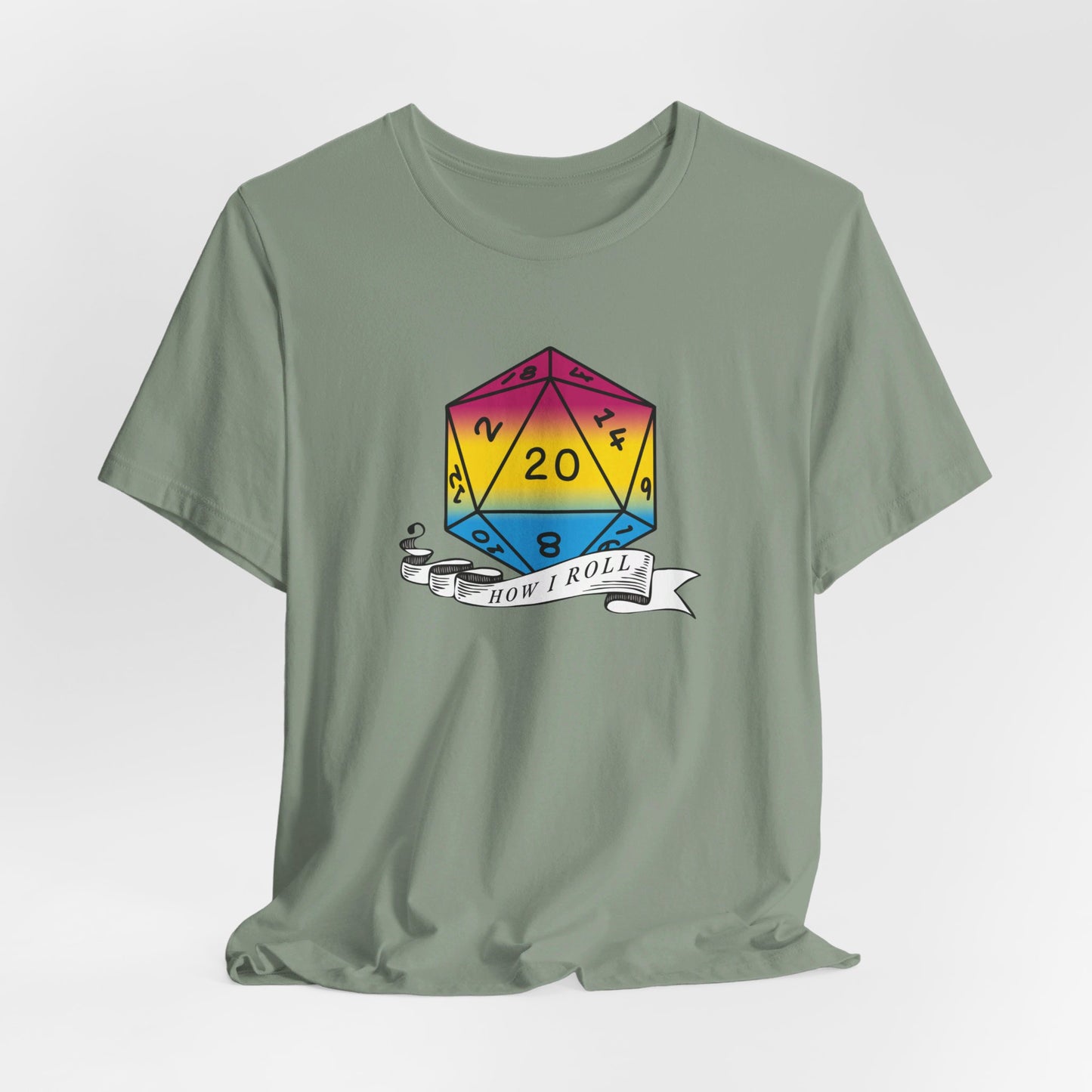 This Is How I Roll | Pride Flag D20 T-Shirt | Unisex T-Shirt | Nerdy Pansexual Pride