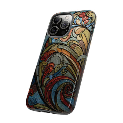 Faux Stained Glass iPhone Case, Art Nouveau Tough Case, Vintage Art Lover Gift, Durable Protector, Artistic Phone Cover, Art Deco Phone Case