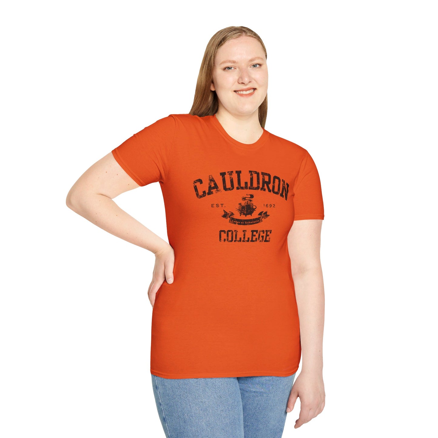 Halloween College T-Shirt - Cauldron College Unisex Softstyle T-Shirt