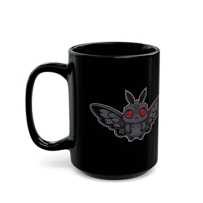 Cute Chibi Mothman, Dark Aesthetic Coffee Cup, Gift for Office, 11oz 15oz, Printed on Both Sides, Cryptid Lover's Tea Mug, Occult