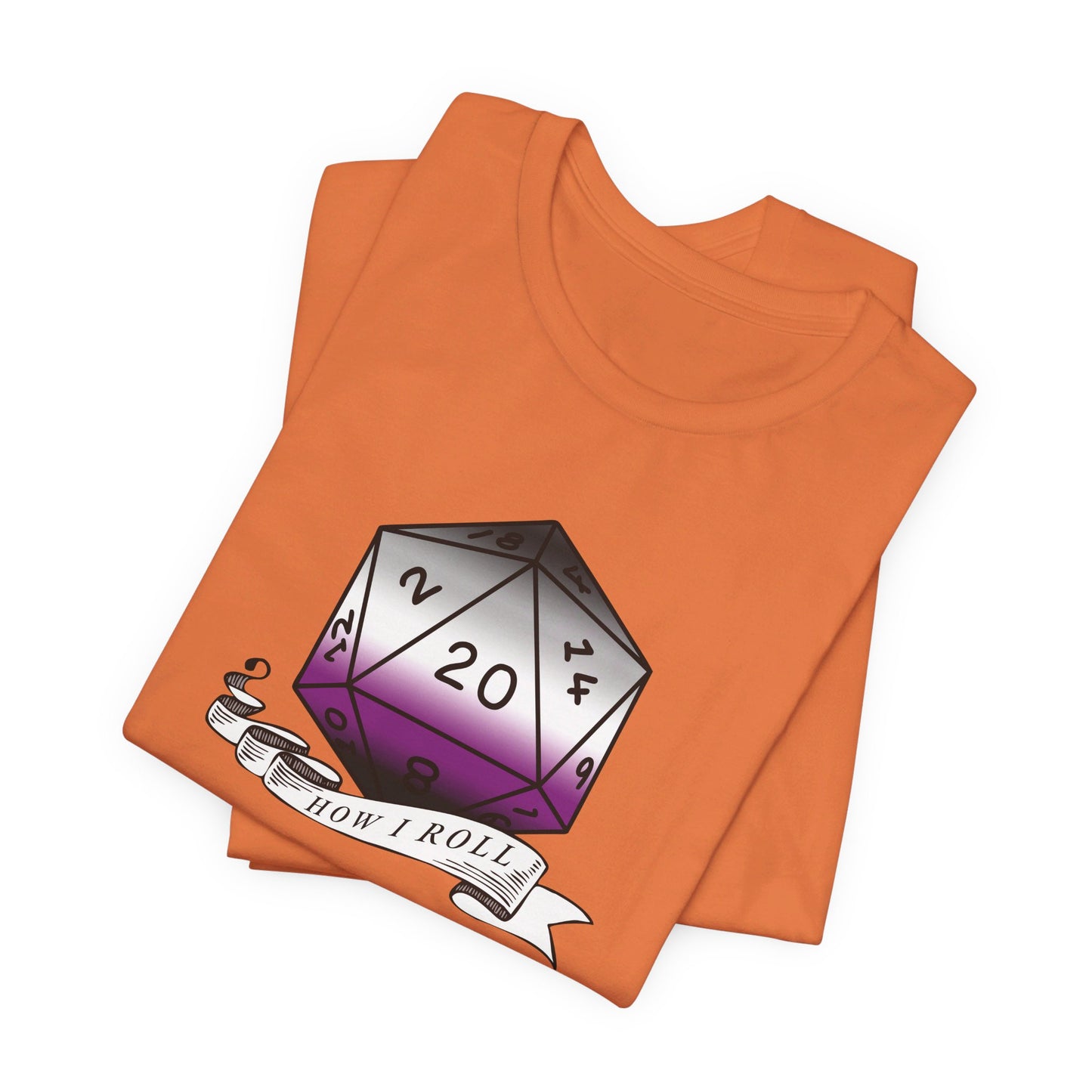 This Is How I Roll | Pride Flag D20 T-Shirt | Unisex T-Shirt | Nerdy Asexual Pride