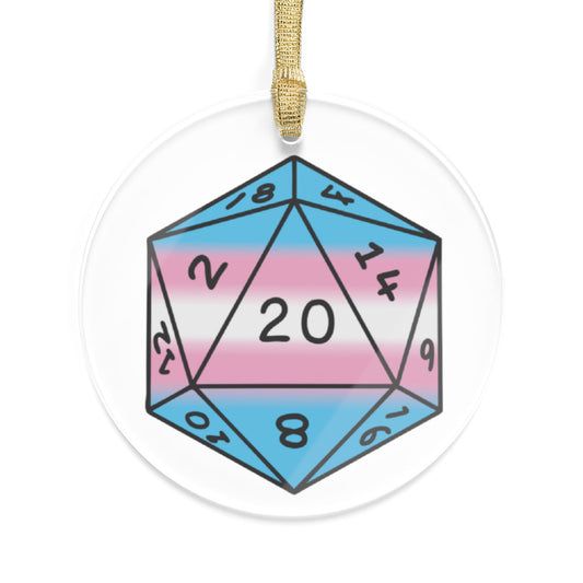 D20 Trans Pride Flag Window Ornament, LGBTQ+ Ornament Window Decoration Acrylic
