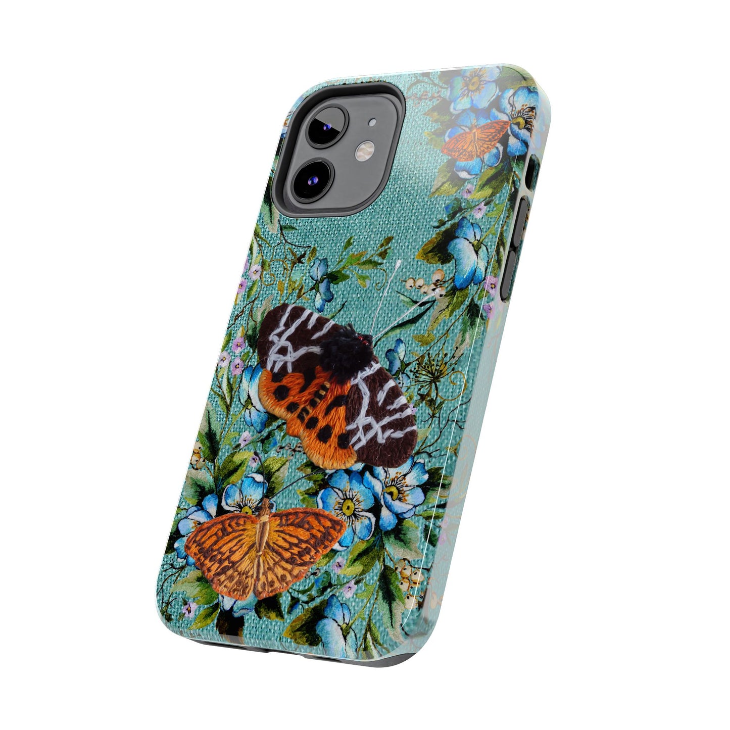 Vintage Blooms and Butterflies Phone Case Embroidered Look Floral Cottagecore Phone Cover, iPhone, Pixel, Samsung