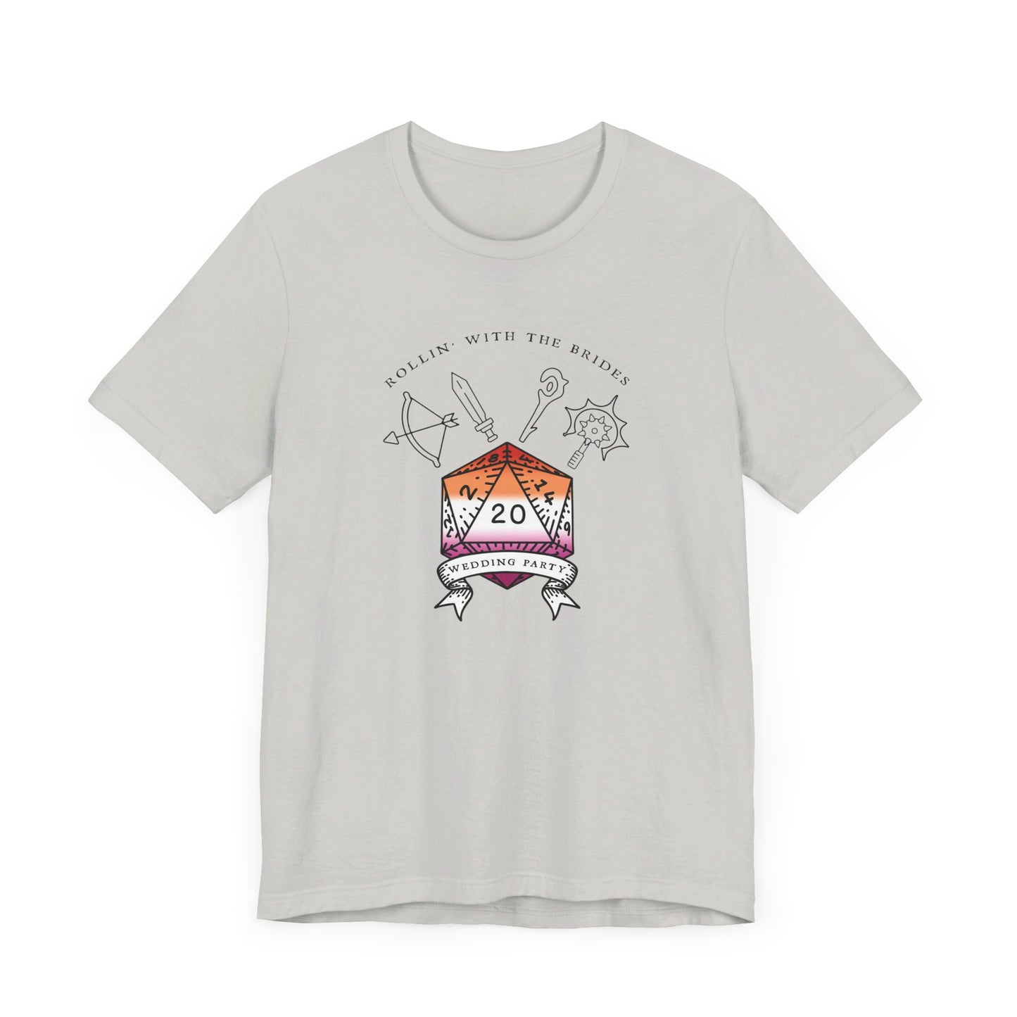 Lesbian Flag Dungeons & Dragons Wedding Party T-Shirts |TTRPG | Unisex T-Shirt | Nerdy Non-Binary