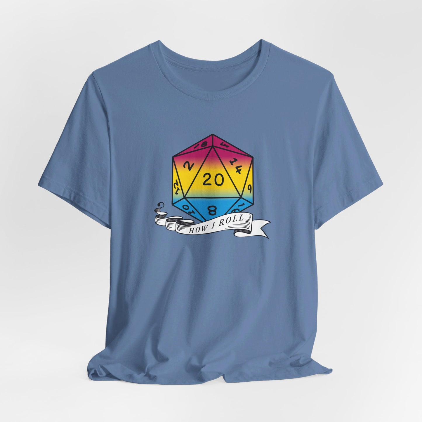 This Is How I Roll | Pride Flag D20 T-Shirt | Unisex T-Shirt | Nerdy Pansexual Pride