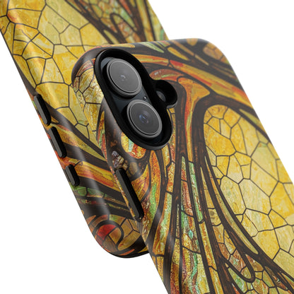Faux Stained Glass Art Nouveau Style iPhone Case, Tough Cases, Vintage Design, Durable Phone Protector, Earth tones