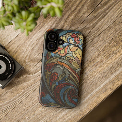 Faux Stained Glass iPhone Case, Art Nouveau Tough Case, Vintage Art Lover Gift, Durable Protector, Artistic Phone Cover, Art Deco Phone Case