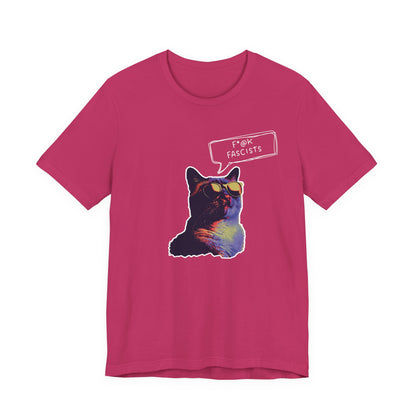 Y2K  Anti-Fascists Cat T-Shirt, Anti-Trump, Cat Lovers Gift, Activist Protest Tee, 1990's, 90's Aesthetic