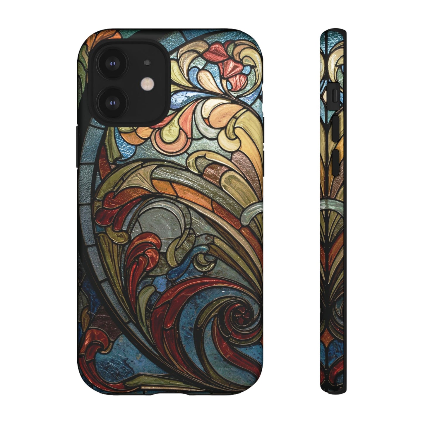 Faux Stained Glass iPhone Case, Art Nouveau Tough Case, Vintage Art Lover Gift, Durable Protector, Artistic Phone Cover, Art Deco Phone Case