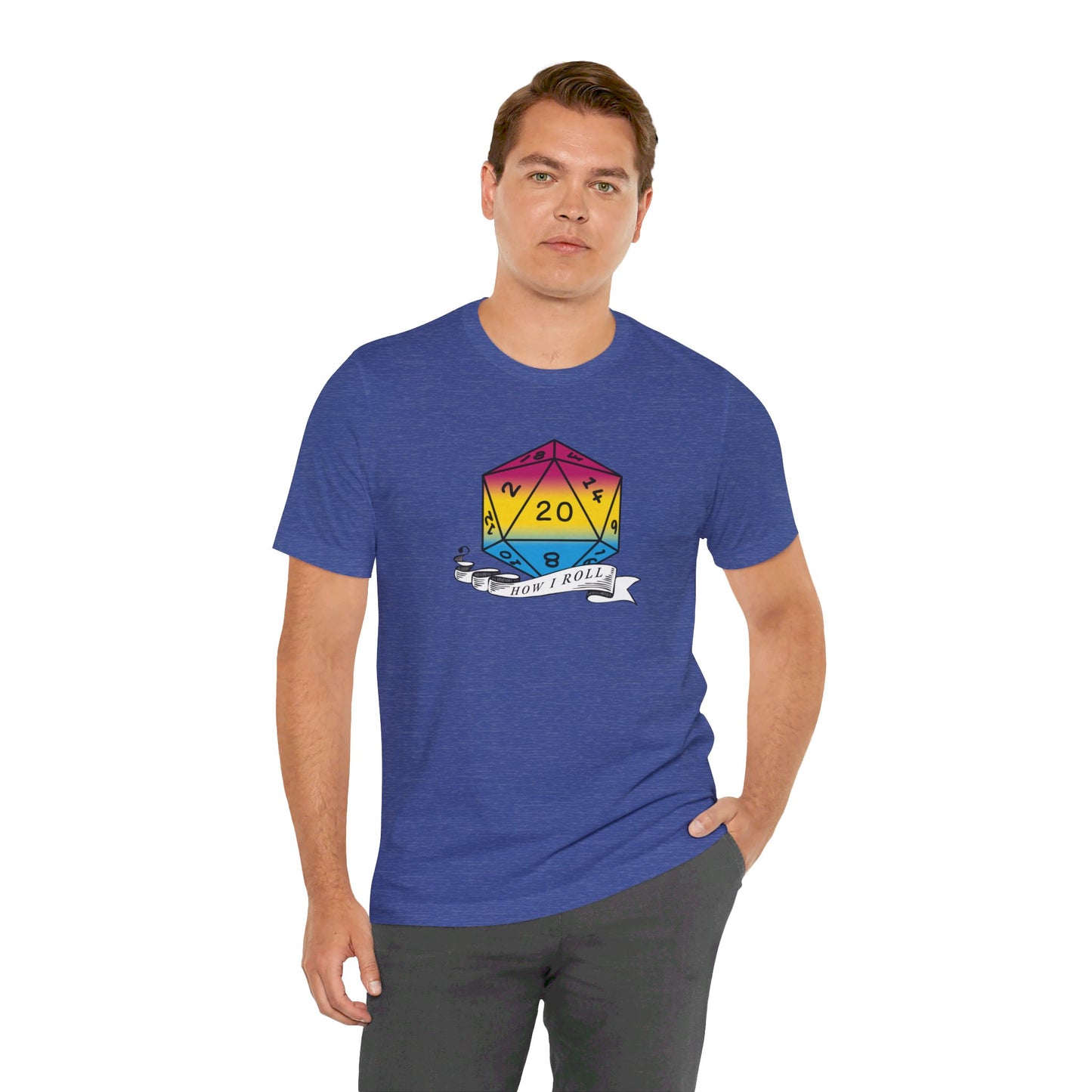 This Is How I Roll | Pride Flag D20 T-Shirt | Unisex T-Shirt | Nerdy Pansexual Pride