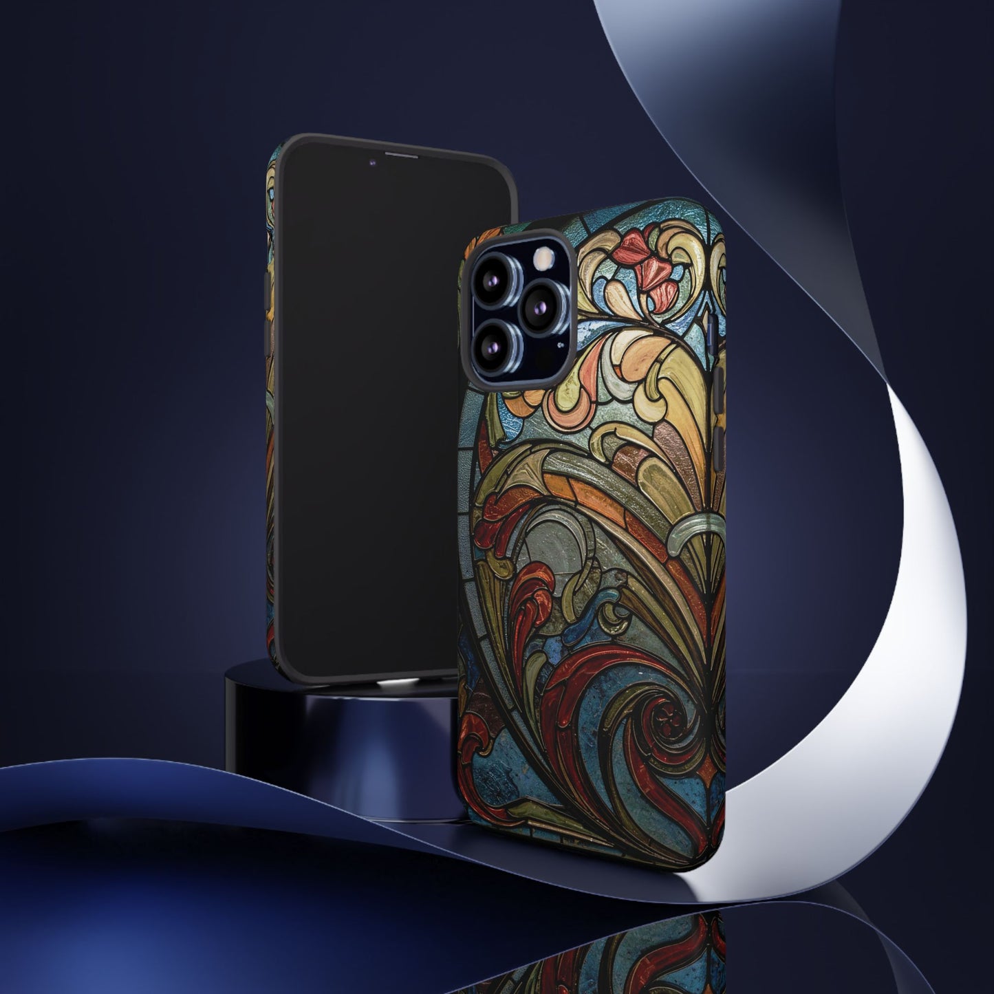 Faux Stained Glass iPhone Case, Art Nouveau Tough Case, Vintage Art Lover Gift, Durable Protector, Artistic Phone Cover, Art Deco Phone Case