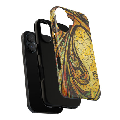 Faux Stained Glass Art Nouveau Style iPhone Case, Tough Cases, Vintage Design, Durable Phone Protector, Earth tones