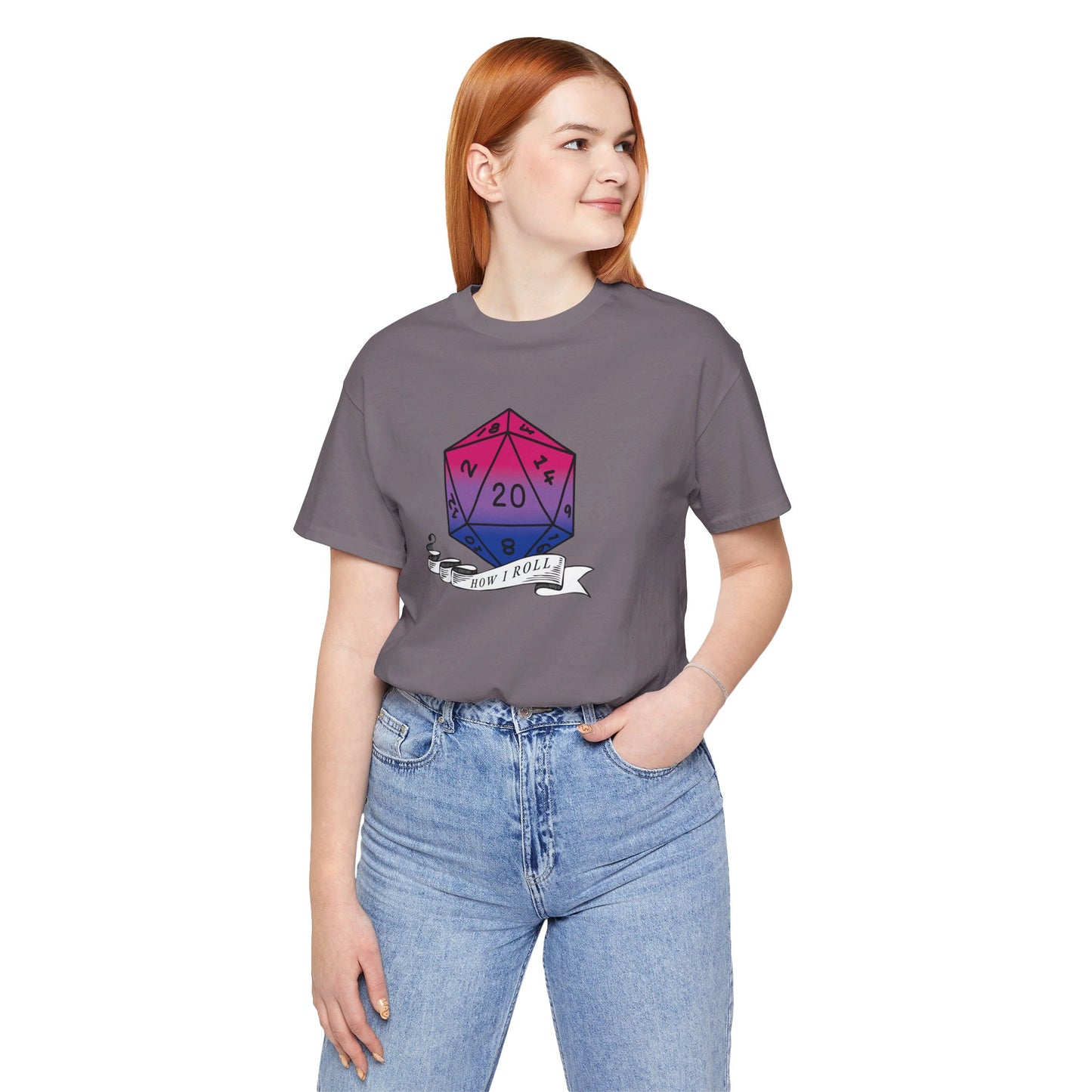 This Is How I Roll | Pride Flag D20 T-Shirt | Unisex T-Shirt | Nerdy Bisexual Pride