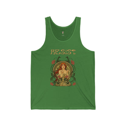 Resist Art Nouveau Mucha Inspired UnisexTank Top, Empowerment Feminist Apparel, Gift for Activists, Summer Protest Shirt