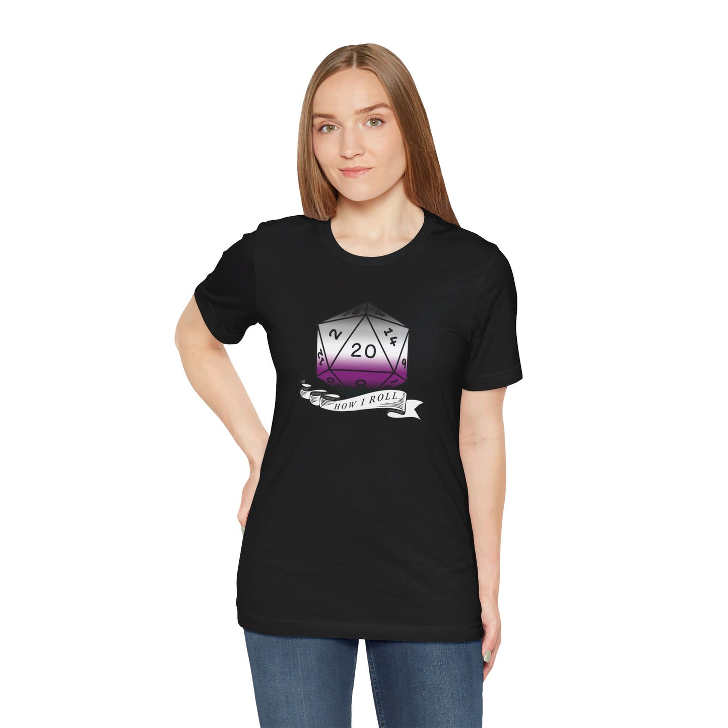 This Is How I Roll | Pride Flag D20 T-Shirt | Unisex T-Shirt | Nerdy Asexual Pride