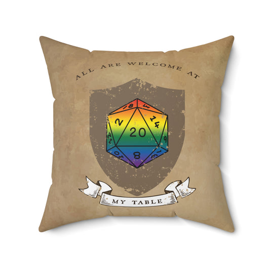 D20 Pride  | All Are Welcome At My Table | Faux Suede Square Pillow