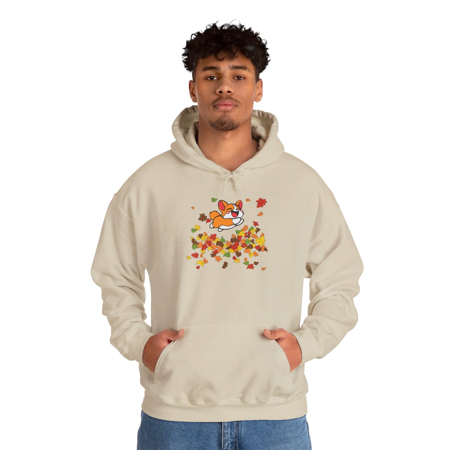 Cute Corgi Fall Autumn Leaves Hoodie