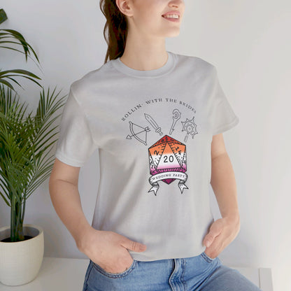 Lesbian Flag Dungeons & Dragons Wedding Party T-Shirts |TTRPG | Unisex T-Shirt | Nerdy Non-Binary