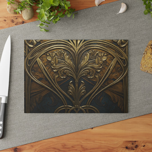 Elegant Art Nouveau Glass Cutting Board - Kitchen Decor, Home Gift, Wedding Registry, Unique Cooking Gift, Decorative Serving Board