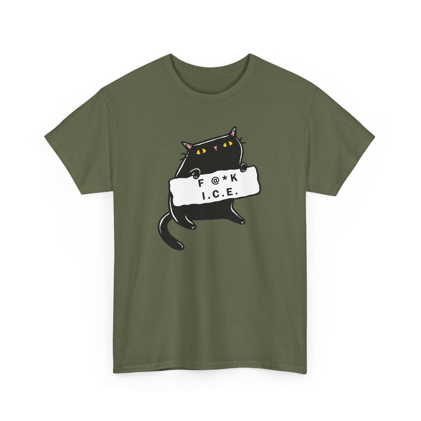 Black Cat Protest Unisex Tee - F**k Ice, Activist Cotton T-Shirt, Cat Lover Gift, Anti-Trump Shirt, Protester Gift, Political Tee