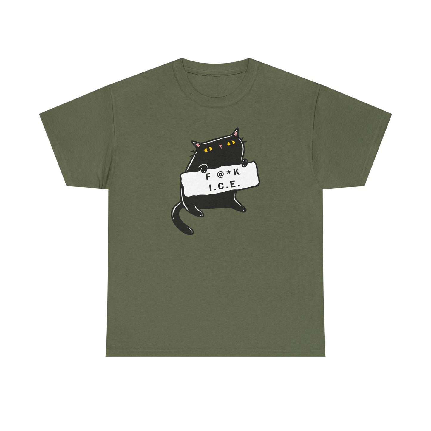 Black Cat Protest Unisex Tee - F**k Ice, Activist Cotton T-Shirt, Cat Lover Gift, Anti-Trump Shirt, Protester Gift, Political Tee