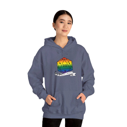 Nerdy Rainbow Flag Pride | How I Roll | Pride Flag D20 Hoodie | Unisex Heavy Blend™ Hooded Sweatshirt