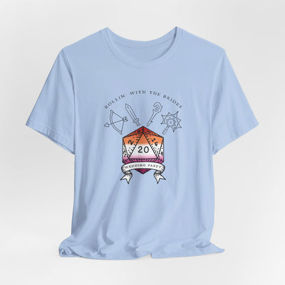 Lesbian Flag Dungeons & Dragons Wedding Party T-Shirts |TTRPG | Unisex T-Shirt | Nerdy Non-Binary