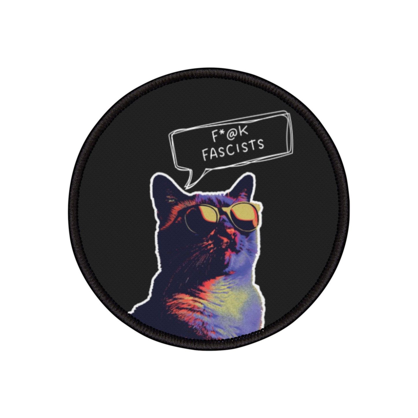 Y2K Retro Cat Anti-Trump Iron-On Patch, Backpack Protest Badge, Circle Facist Embroidered Patch, DIY Jacket Applique, Political Patch for