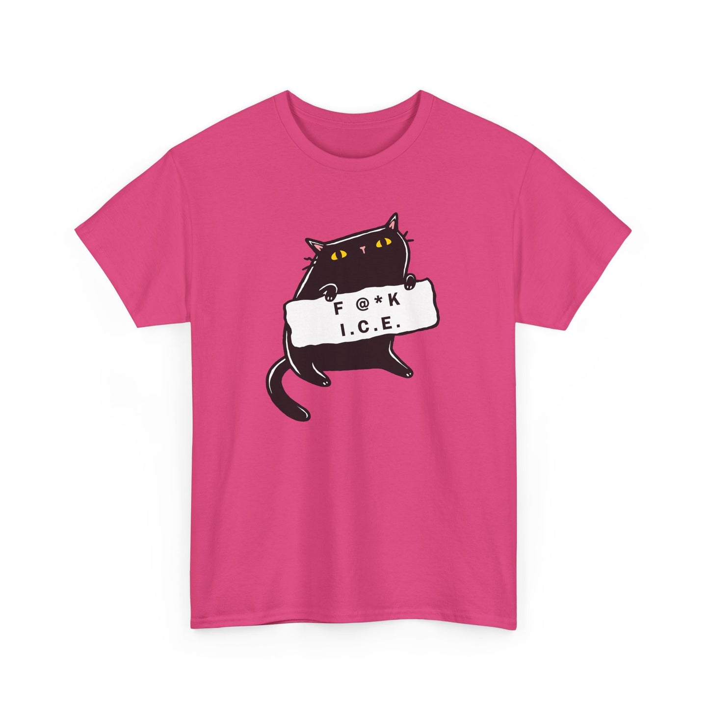Black Cat Protest Unisex Tee - F**k Ice, Activist Cotton T-Shirt, Cat Lover Gift, Anti-Trump Shirt, Protester Gift, Political Tee