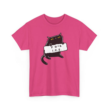 Black Cat Protest Unisex Tee - F**k Ice, Activist Cotton T-Shirt, Cat Lover Gift, Anti-Trump Shirt, Protester Gift, Political Tee