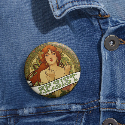 Resist Trump Art Nouveau Activist Political Badge, Custom Pins, Protest Button, Social Justice Pin, Feminist Rally Pin Button