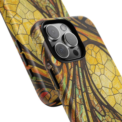 Faux Stained Glass Art Nouveau Style iPhone Case, Tough Cases, Vintage Design, Durable Phone Protector, Earth tones