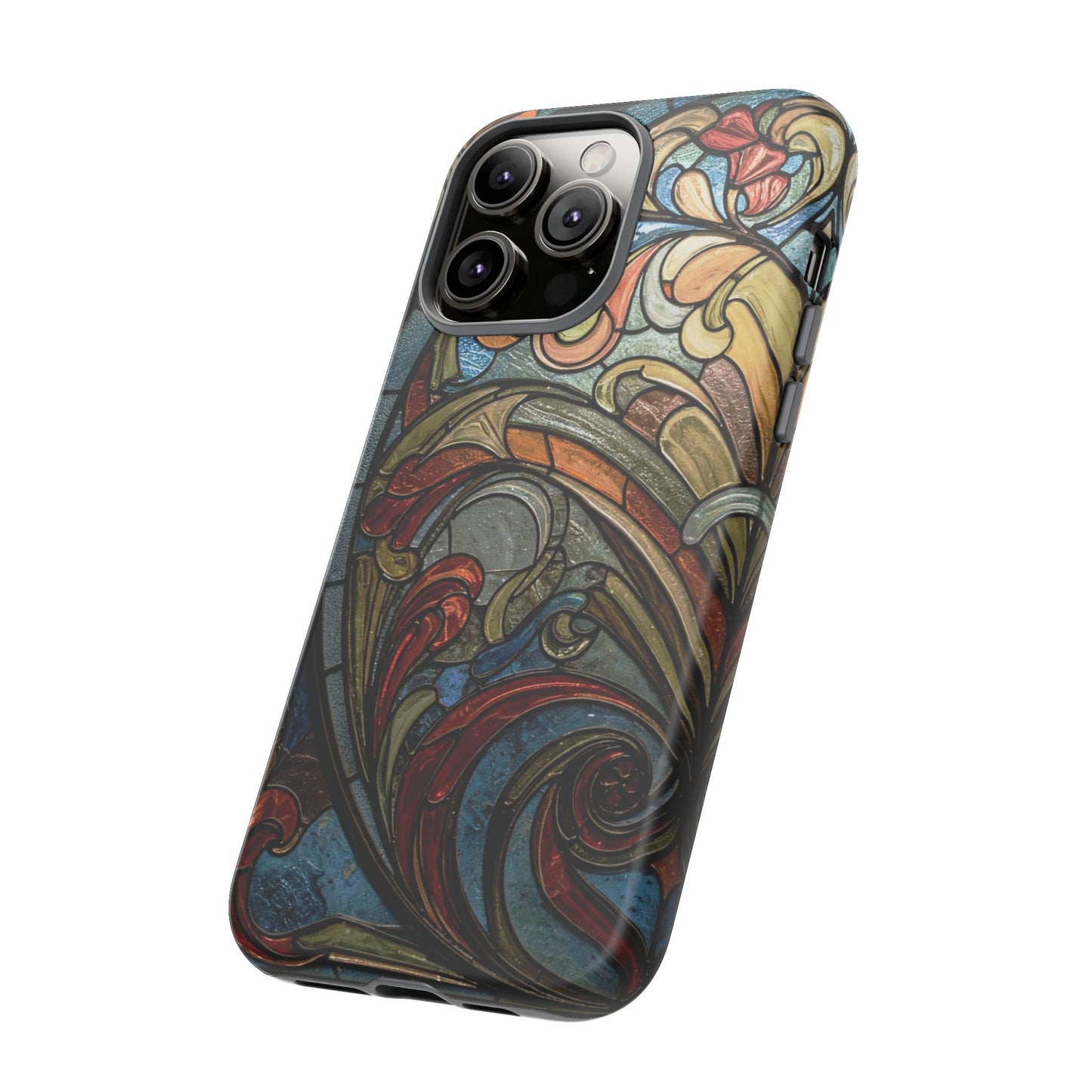 Faux Stained Glass iPhone Case, Art Nouveau Tough Case, Vintage Art Lover Gift, Durable Protector, Artistic Phone Cover, Art Deco Phone Case