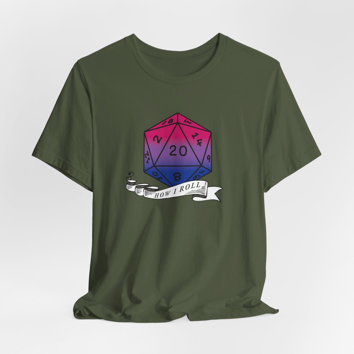 This Is How I Roll | Pride Flag D20 T-Shirt | Unisex T-Shirt | Nerdy Bisexual Pride