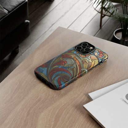 Faux Stained Glass iPhone Case, Art Nouveau Tough Case, Vintage Art Lover Gift, Durable Protector, Artistic Phone Cover, Art Deco Phone Case