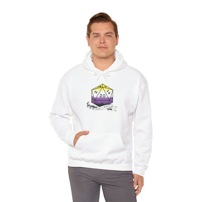 Nerdy Non-Binary Flag Pride | How I Roll | Pride Flag D20 Hoodie | Unisex Heavy Blend™ Hooded Sweatshirt