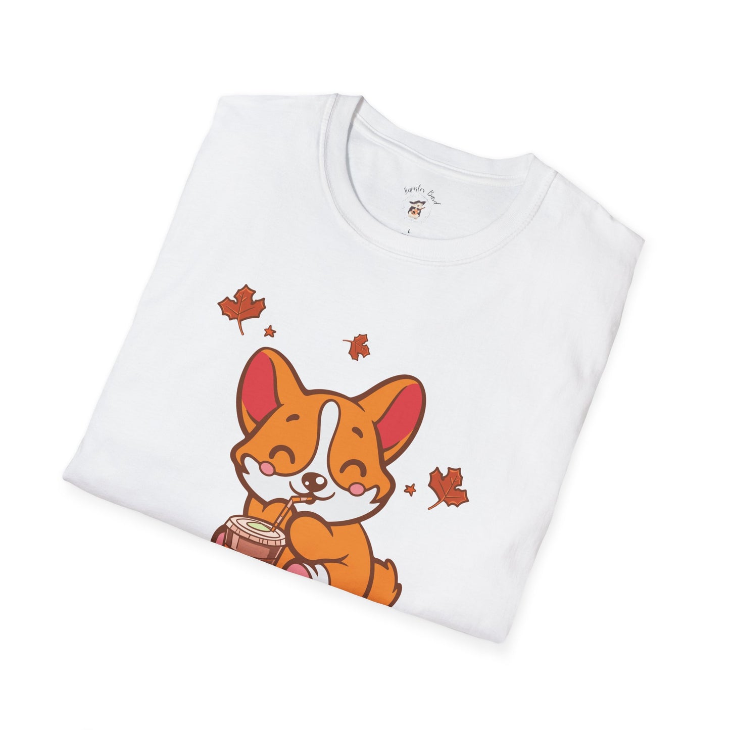 Cute Corgi, Coffee Lover tee Shirt, Halloween Fall Pumpkin Spice Latte, Unisex Softstyle T-Shirt