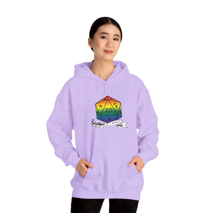 Nerdy Rainbow Flag Pride | How I Roll | Pride Flag D20 Hoodie | Unisex Heavy Blend™ Hooded Sweatshirt