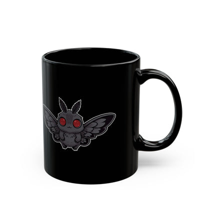 Cute Chibi Mothman, Dark Aesthetic Coffee Cup, Gift for Office, 11oz 15oz, Printed on Both Sides, Cryptid Lover's Tea Mug, Occult
