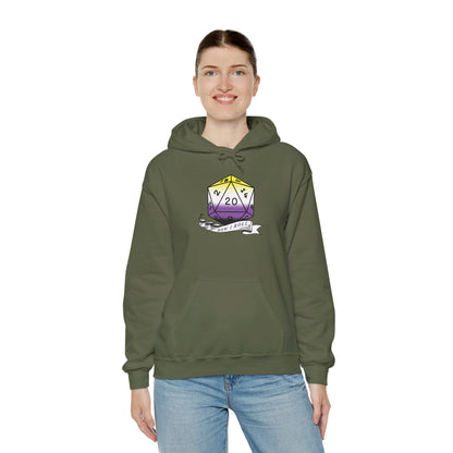 Nerdy Non-Binary Flag Pride | How I Roll | Pride Flag D20 Hoodie | Unisex Heavy Blend™ Hooded Sweatshirt