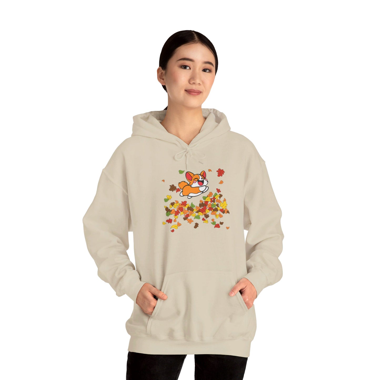 Cute Corgi Fall Autumn Leaves Hoodie