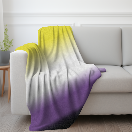 Non-binary Pride Flag Lightweight Velveteen Microfiber Blanket