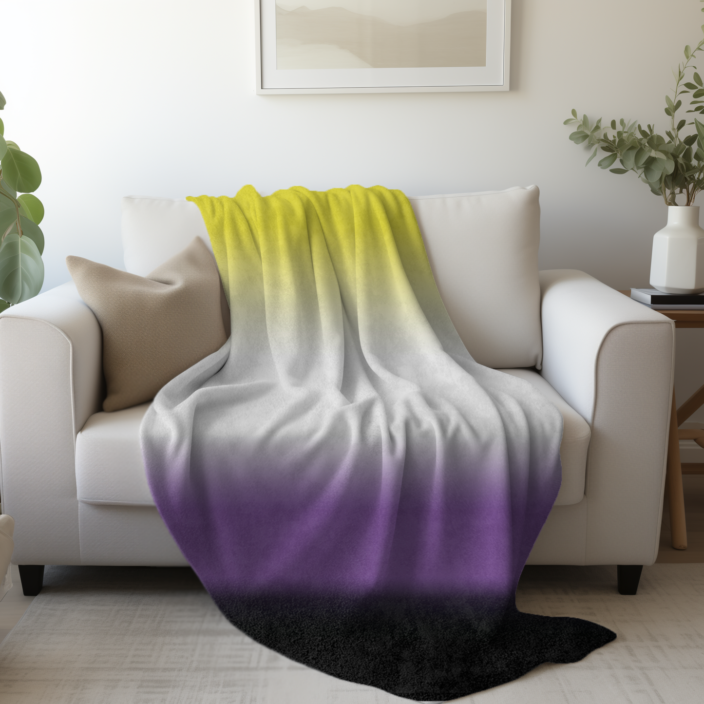 Non-binary Pride Flag Lightweight Velveteen Microfiber Blanket