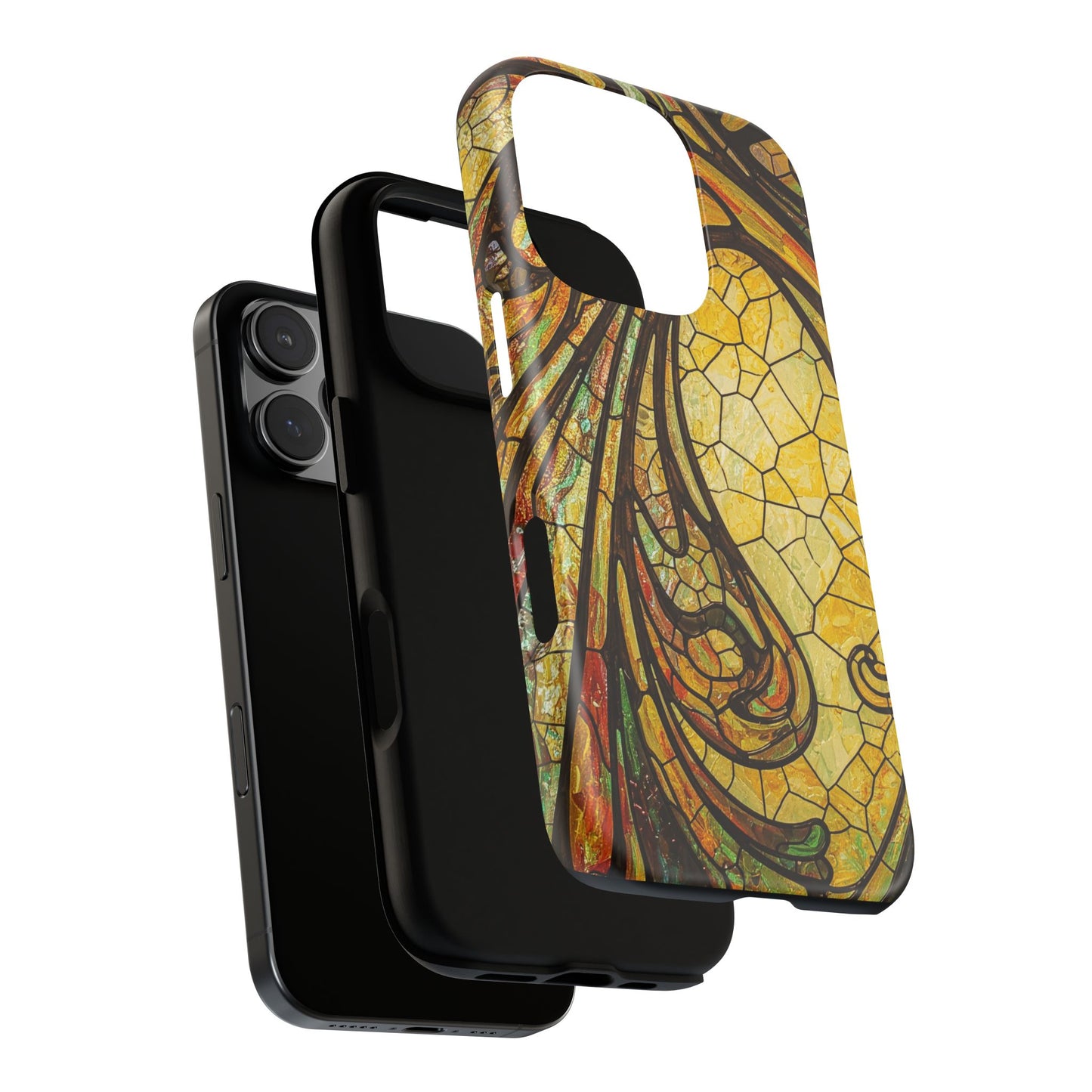 Faux Stained Glass Art Nouveau Style iPhone Case, Tough Cases, Vintage Design, Durable Phone Protector, Earth tones