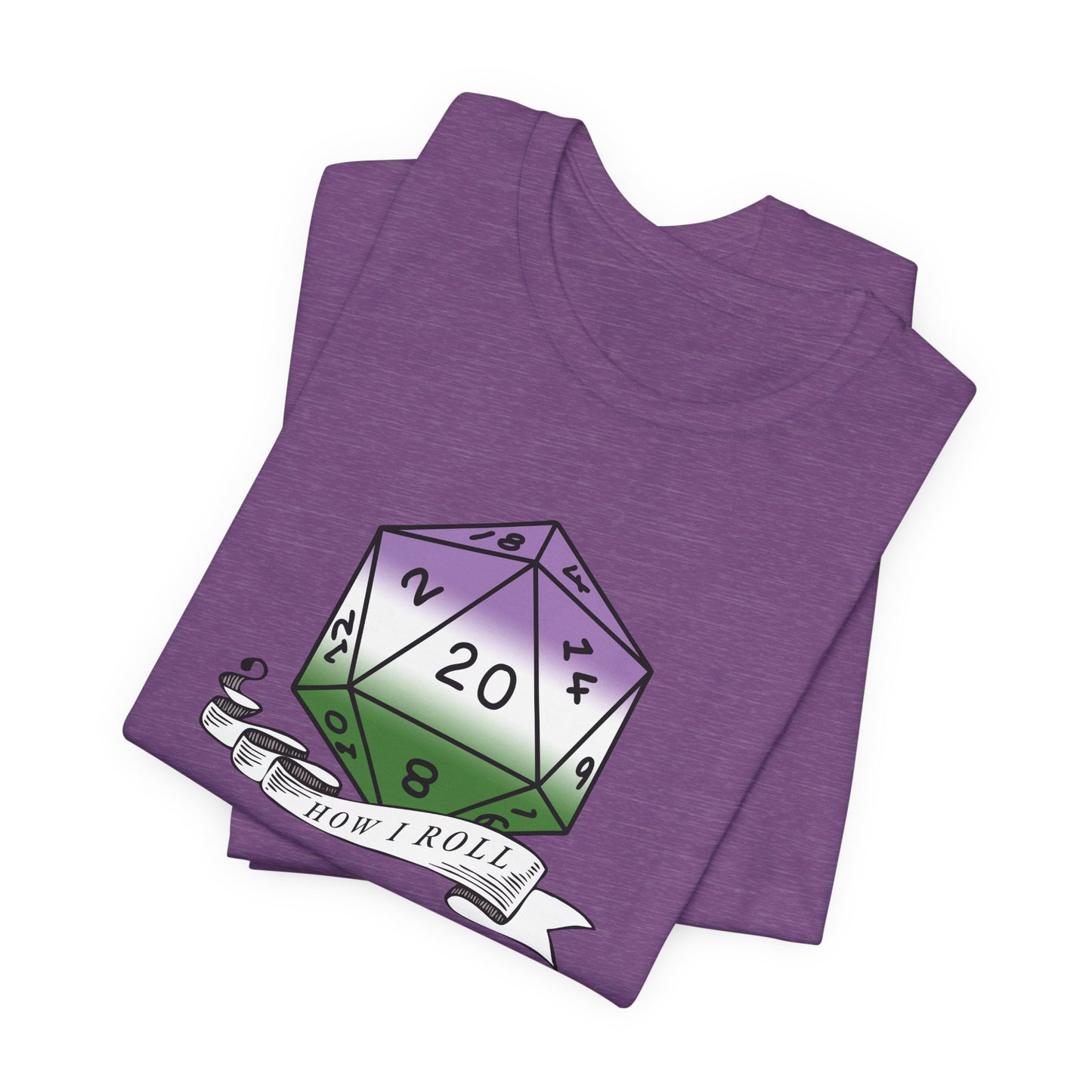 This Is How I Roll | Pride Flag D20 T-Shirt | Unisex T-Shirt | Nerdy Genderqueer Pride
