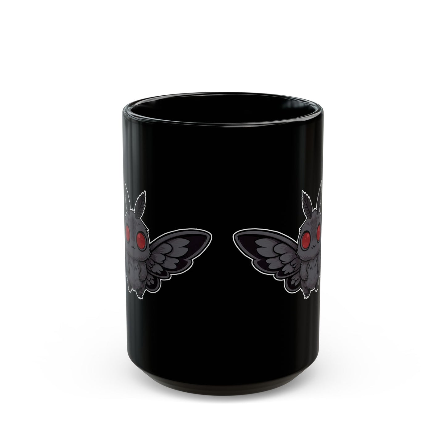 Cute Chibi Mothman, Dark Aesthetic Coffee Cup, Gift for Office, 11oz 15oz, Printed on Both Sides, Cryptid Lover's Tea Mug, Occult